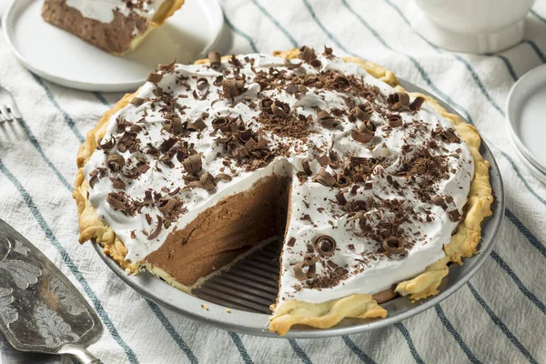 Sweet Homemade French Silk Pie Chocolate Shavings — Stock Photo, Image