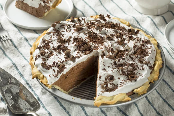 Zoete Zelfgemaakte Franse Zijde Pie Met Chocoladeschilfers — Stockfoto
