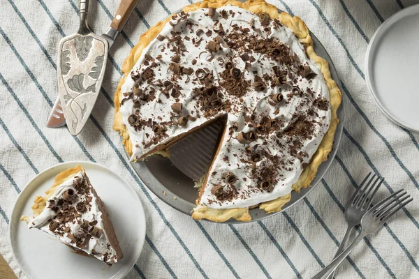 Sweet Homemade French Silk Pie Chocolate Shavings — Stock Photo, Image