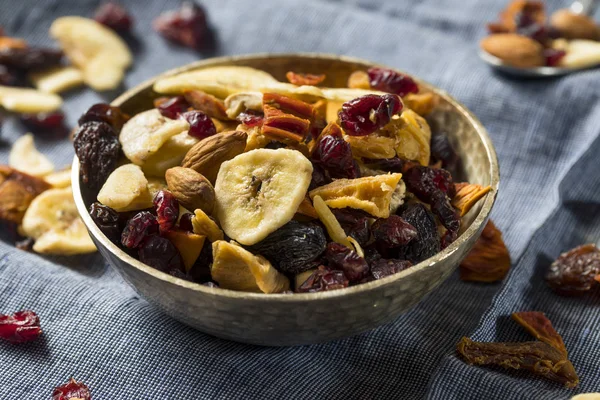 Mistura Trilha Fruta Seca Orgânica Com Cerejas Bananas — Fotografia de Stock