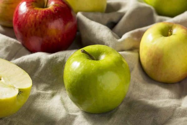 Råa Ekologiska Blandade Äpplen Redo Att Äta — Stockfoto