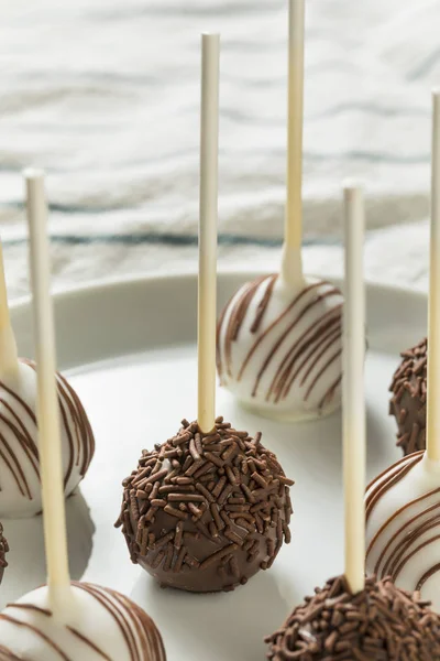 Сладкий Домашний Шоколад Ванильный Пирог Тарелке — стоковое фото