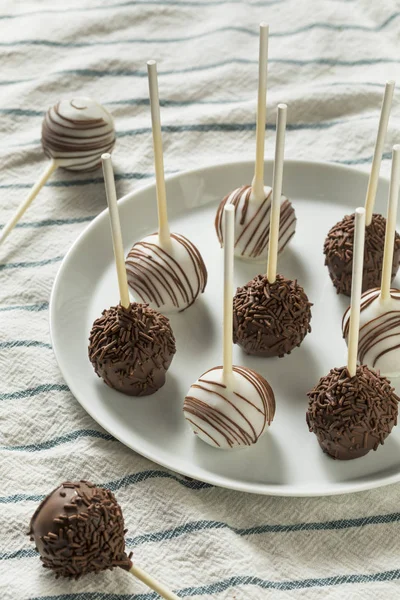 Gâteaux Chocolat Vanille Sucrés Faits Maison Sur Une Assiette — Photo