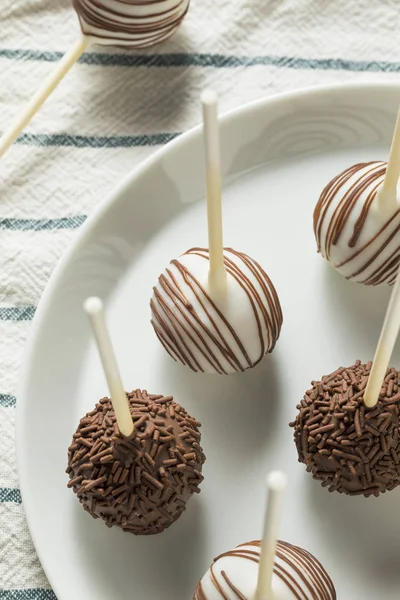 Сладкий Домашний Шоколад Ванильный Пирог Тарелке — стоковое фото