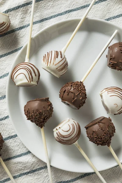 Gâteaux Chocolat Vanille Sucrés Faits Maison Sur Une Assiette — Photo