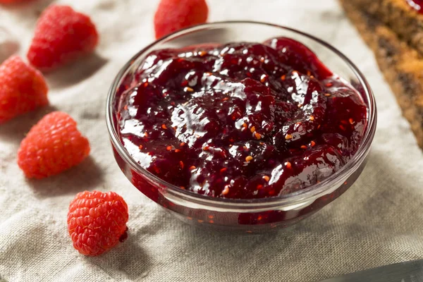 Gesunde Hausgemachte Himbeermarmelade Konservieren Fertig Zum Essen — Stockfoto