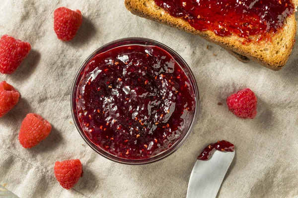 Healthy Homemade Raspberry Jam Preserve Ready Eat — Stock Photo, Image