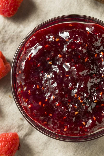 Conserva Mermelada Frambuesa Casera Sana Lista Para Comer — Foto de Stock