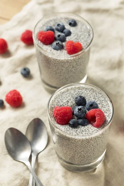 Ev yapımı tatlı Chia tohum pudingi çilek ile