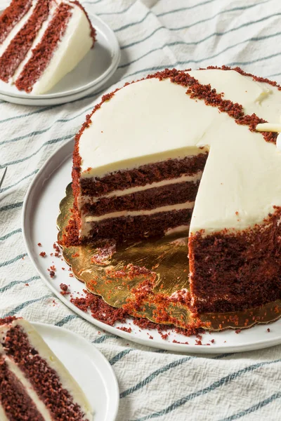 Zelfgemaakte Zoete Red Velvet Cake Klaar Eten — Stockfoto