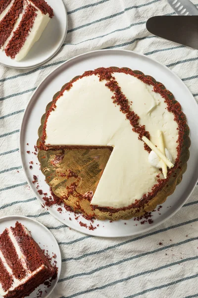 Gâteau Velours Rouge Doux Fait Maison Prêt Manger — Photo