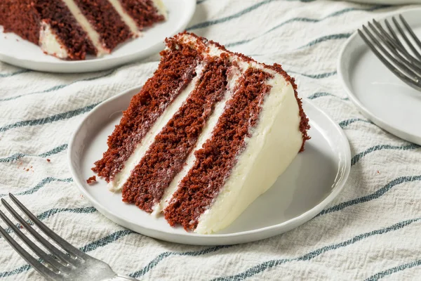 Torta Velluto Rosso Dolce Fatta Casa Pronta Mangiare — Foto Stock