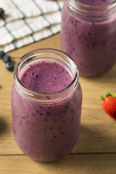 Bio Zdravé Ovoce Fialové Smoothie Sklenici — Stock fotografie