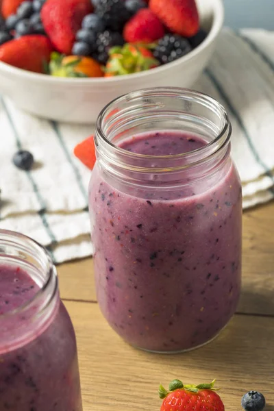 Bio Zdravé Ovoce Fialové Smoothie Sklenici — Stock fotografie