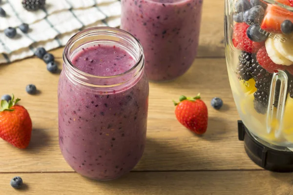 Bio Zdravé Ovoce Fialové Smoothie Sklenici — Stock fotografie