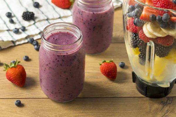 Organic Healthy Fruit Purple Smoothie Glass — Stok Foto