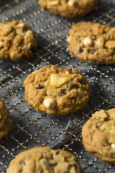 Csokoládé Chips Perecet Zab Egészségtelen Házi Szemetet Cookie — Stock Fotó