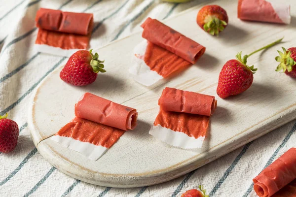 Sweet Homemade Strawberry Fruit Leather in Rolls