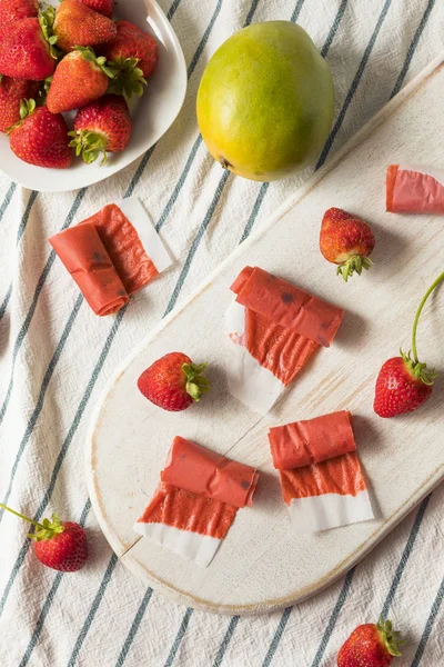 Sweet Homemade Strawberry Fruit Leather in Rolls