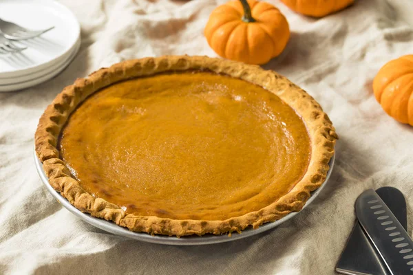 Söta Hemmagjord Thanksgiving Pumpkin Pie Redo Att Äta — Stockfoto