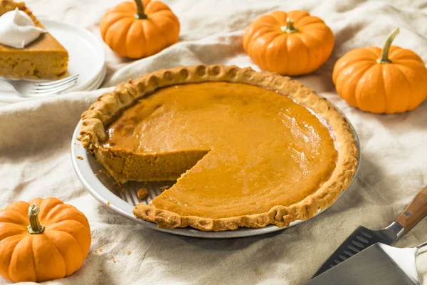 Söta Hemmagjord Thanksgiving Pumpkin Pie Redo Att Äta — Stockfoto