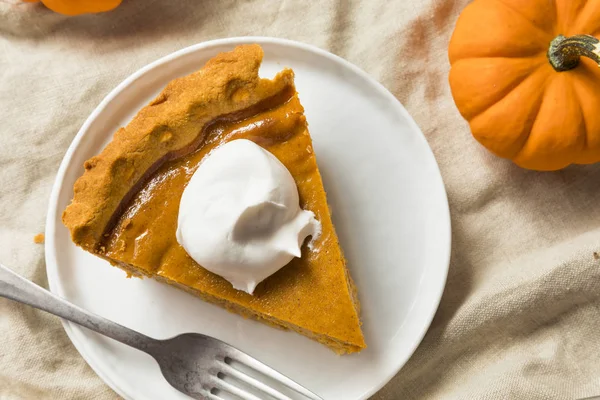 Söta Hemmagjord Thanksgiving Pumpkin Pie Redo Att Äta — Stockfoto