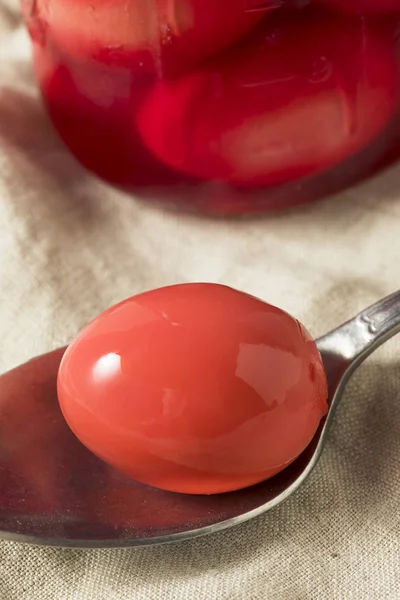 Preserved Pink Pickled Eggs Jar — Stock Photo, Image