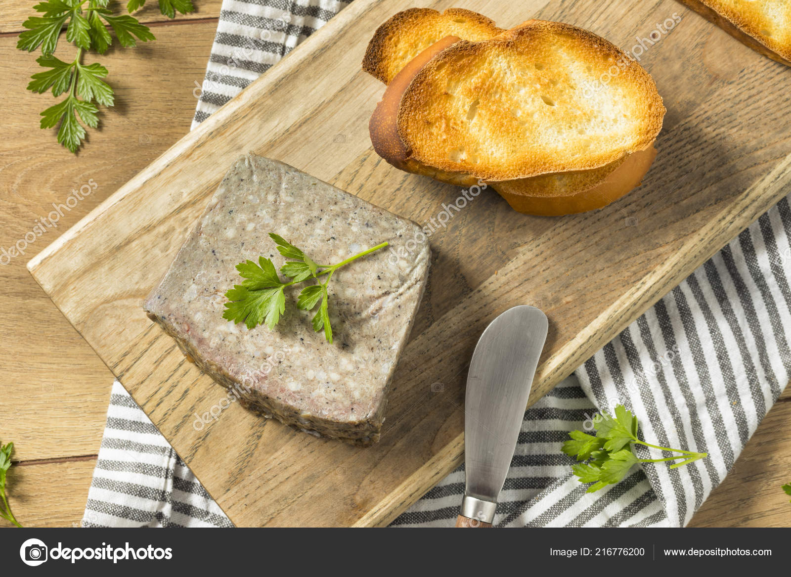 Savory Duck Liver Pate Spread Toast Parsley ⬇ Stock Photo, Image by