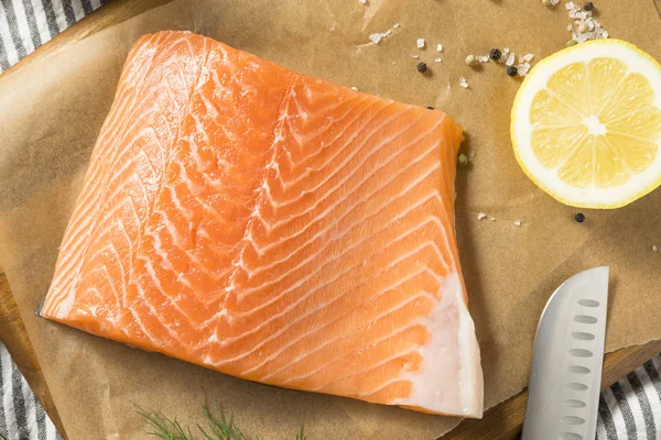 Raw Organic Atlantic Salmon Fillet Ready Cook — Stock Photo, Image