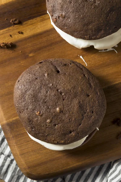 Yapımı Çikolata Whoopie Pasta Krema Dolgulu — Stok fotoğraf