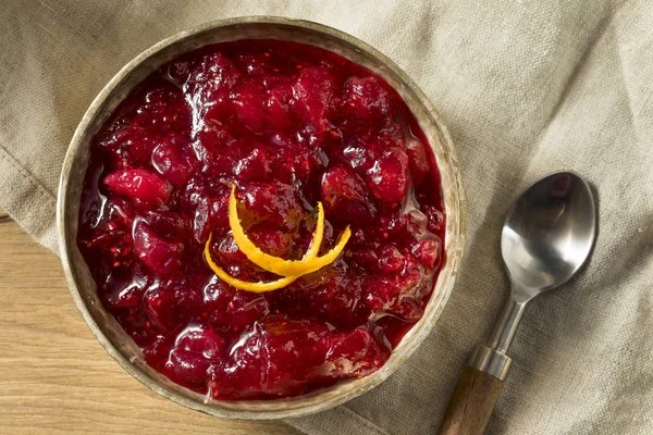 Zoete Zelfgemaakte Cranberry Saus Voor Thanksgiving Diner — Stockfoto