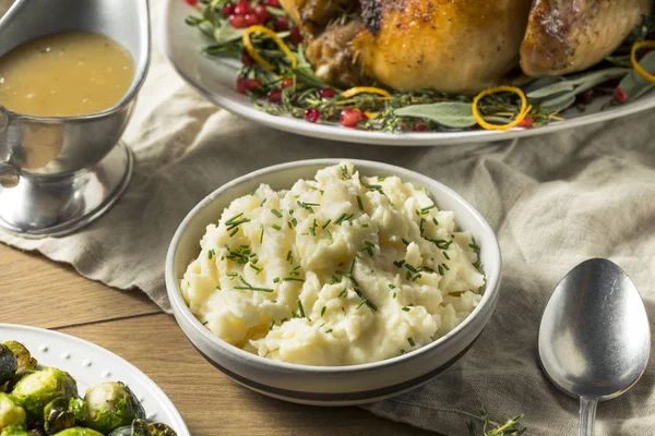 Gezonde Zelfgemaakte Aardappelpuree Voor Thanksgiving Diner — Stockfoto
