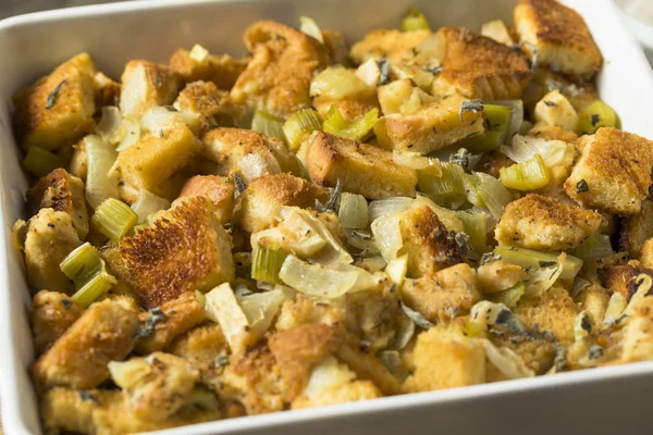 Homemade Bread Stuffing Thanksgiving Dinner Sage — Stock Photo, Image