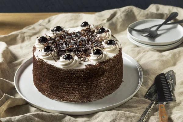 Sweet Homemade Black Forest Cake Ready Eat — Stock Photo, Image