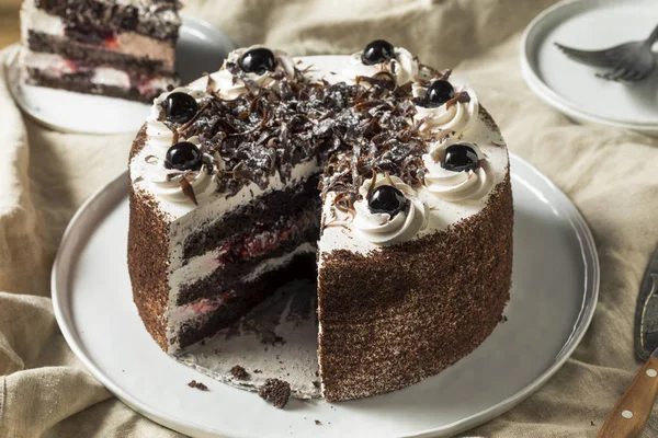 Sweet Homemade Black Forest Cake Ready Eat — Stock Photo, Image