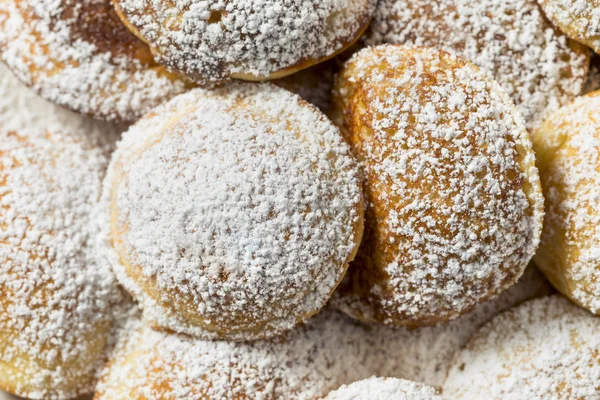 Homemade Dutch Poffertjes Pancakes Powdered Sugar — Stock Photo, Image
