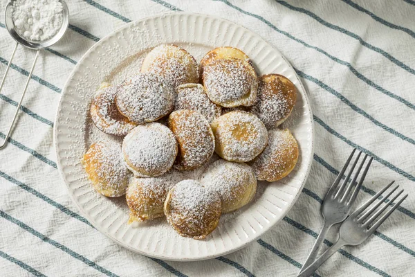 Homemade Dutch Poffertjes Pancakes Powdered Sugar — Stock Photo, Image