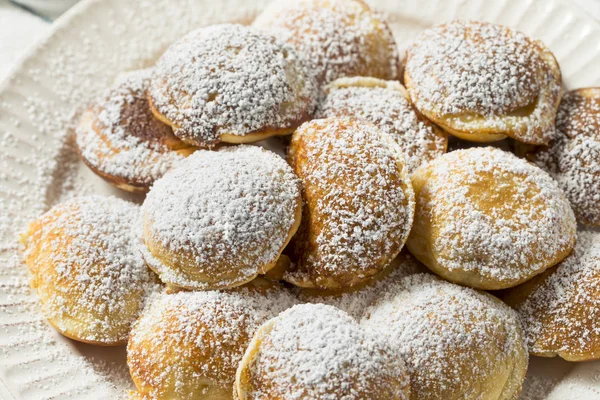 Homemade Dutch Poffertjes Pancakes Powdered Sugar — Stock Photo, Image