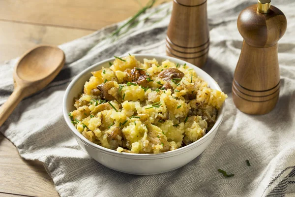 Patatas Machacadas Caseras Cremosas Con Papas Fritas Mantequilla — Foto de Stock