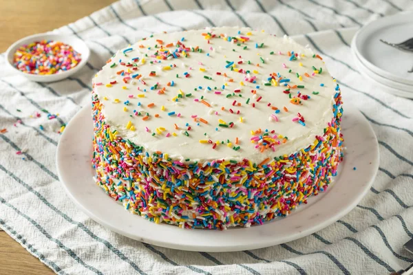 Homemade Sweet Birthday Cake Candles Ready Serve — Stock Photo, Image
