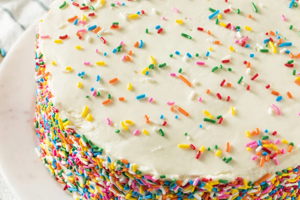 Torta Compleanno Dolce Fatta Casa Con Candele Pronte Servire — Foto Stock