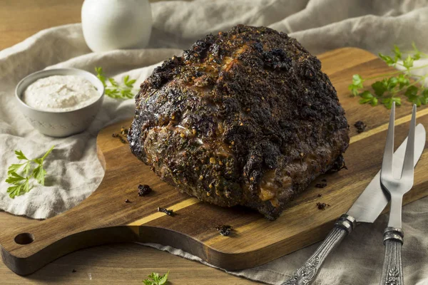 Rostad Benfria Prime Beef Rib Rostbiff Redo Att Äta — Stockfoto