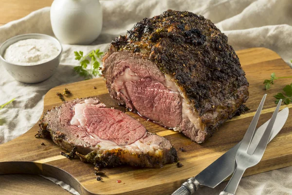 Roasted Boneless Prime Beef Rib Roast Ready Eat — Stock Photo, Image