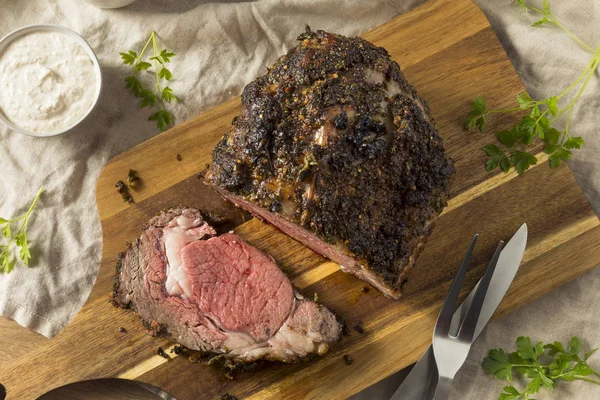 Rostad Benfria Prime Beef Rib Rostbiff Redo Att Äta — Stockfoto