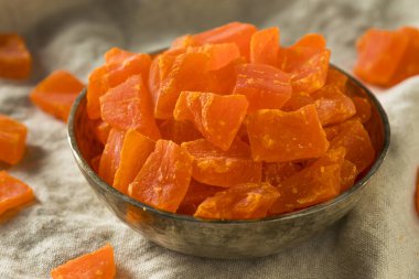Organik sağlıklı kurutulmuş Papaya meyve yemeye hazır