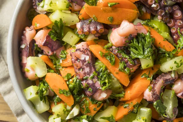 Octopus Salad Dengan Sayuran Dan Dressing — Stok Foto