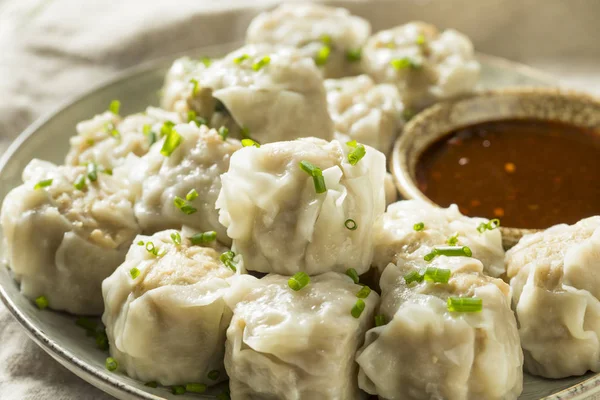 Hausgemachte Schweinefleisch Shu Mai Knödel Mit Dip Sauce — Stockfoto