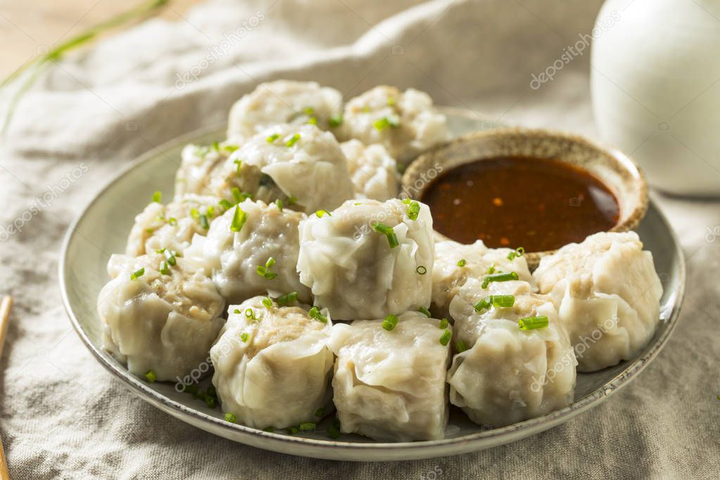 Homemade Pork Shu Mai Dumplings with Dipping Sauce