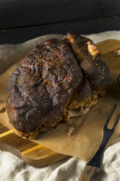 Hombro Trasero Cerdo Asado Ahumado Con Salsa Barbacoa —  Fotos de Stock