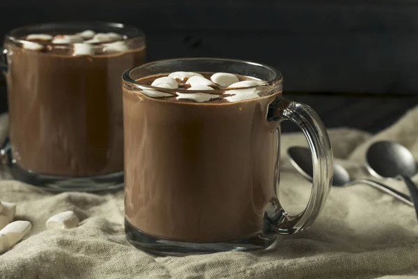 Tatlı Yapımı Çikolata Sıcak Kakao Küçük Lokum Ile — Stok fotoğraf